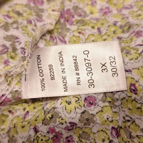 d  Woman Within Green and Purple Casual Button Down Shirt - Picture 5 of 5